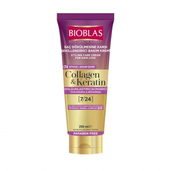 Hair cream with keratin and collagen "Bioblas".
