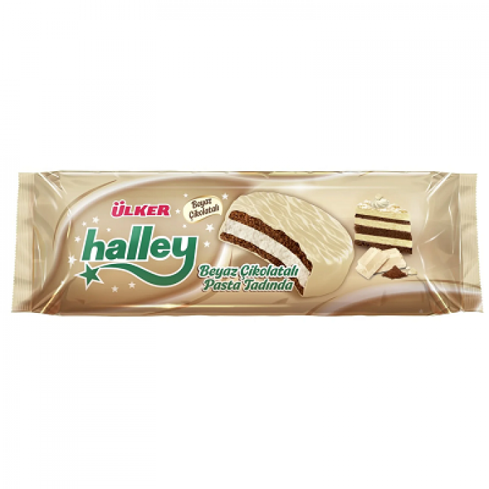 White chocolate covered cookies with cocoa and marshmallow filling "Ulker (Halley)", 210g