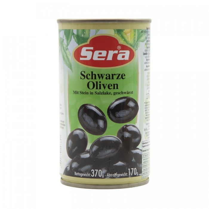 Black olives with stones in brine "Sera", 370g