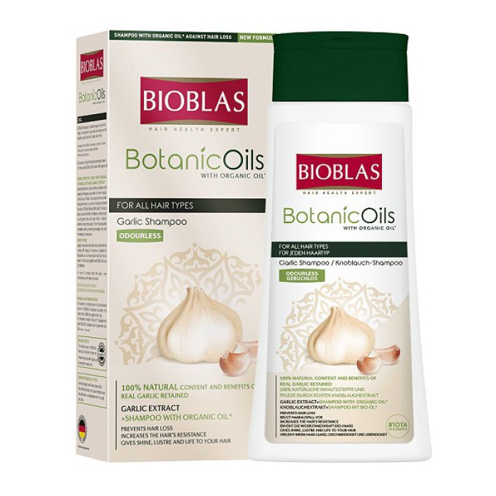 Shampoo with garlic extracts and organic olive oil against hair loss "Bioblas"