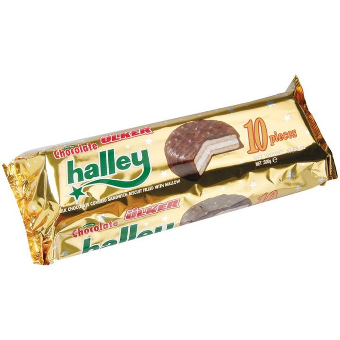 Chocolate covered cookies with marshmallow filling "Halley"